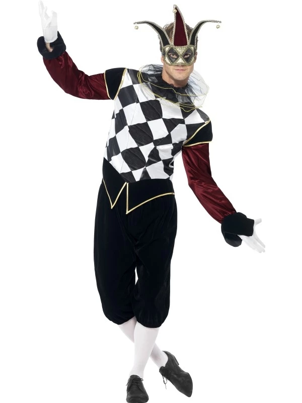 Gothic Venetian Harlequin Heren Halloween Kostuum 1 Gothic Venetian Harlequin Heren Halloween Kostuum