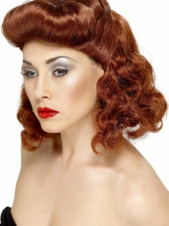 Pin Up Girl Pruik Kastanjebruin