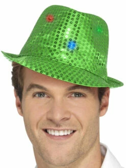 Light Up Sequin Trilby Hoed Groen