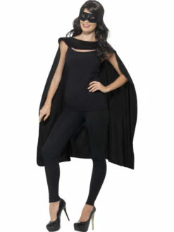 Zwarte Cape Met Oogmasker Superheld