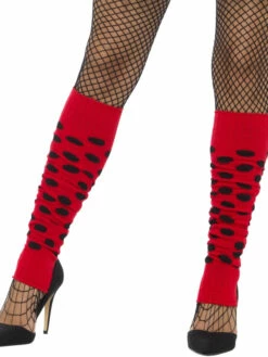 Beenwarmers Rood/Zwart Gestipt