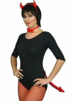 Rode Duivel Verkleedset Met Staart, Duivel Hoorntjes En Strik