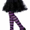 Paars - Zwart Gestreepte Panty Kinderen