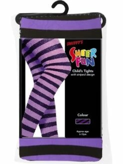 Paars - Zwart Gestreepte Panty Kinderen -CarnavalKast Winkel 600x800 668