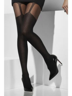 Panty Zwart Met Suspender Print