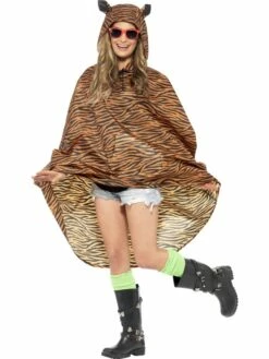 Festival Poncho Met Tijgerprint