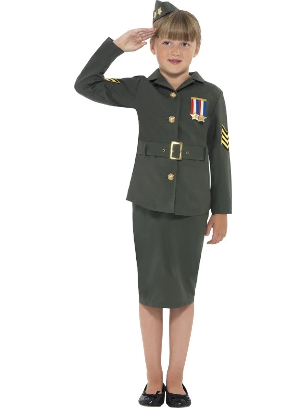 WW2 Army Girl Kostuum Kids 1 WW2 Army Girl Kostuum Kids
