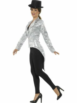 Sequin Tailcoat Jacket Dames Zilver -CarnavalKast Winkel 600x800 905